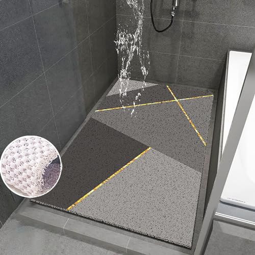Pevfeciy Groß Duschmatte rutschfest 90x120 cm Weich Komfort Duscheinlage rutschfest mit Haken PVC,Antirutschmatte dusche Schnell trocknend,Hohe Wasserdurchlässigkeit für Nassbereiche von Pevfeciy