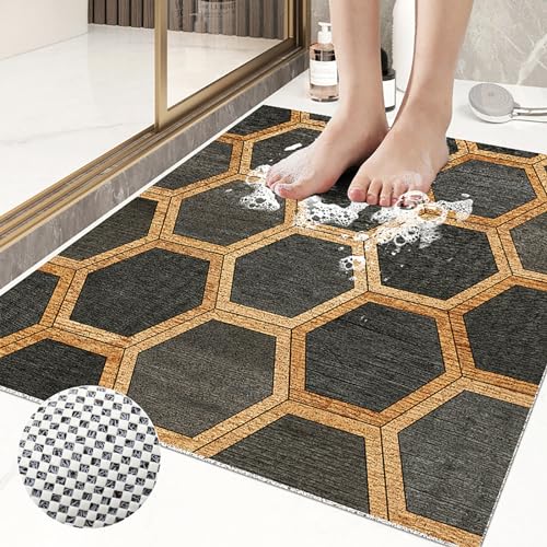 Pevfeciy Groß rutschfeste Duschmatte 100x100 cm Duscheinlage rutschfest mit Fliesenmuster Weich Komfort PVC Antirutschmatte dusche mit Ablauflöchern,Hohe Wasserdurchlässigkeit,für Nassbereiche von Pevfeciy