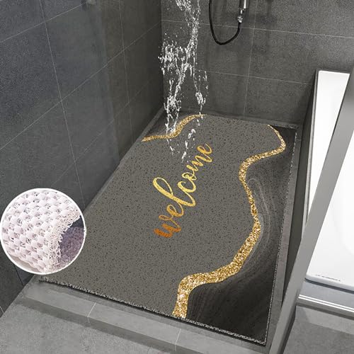 Pevfeciy Groß rutschfeste Duschmatte 90x120 cm Weich Komfort Duscheinlage rutschfest mit Haken PVC,Antirutschmatte dusche Schnell trocknend,Hohe Wasserdurchlässigkeit für Nassbereiche von Pevfeciy