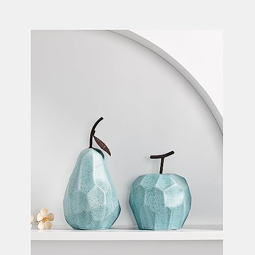 Pevfeciy Künstlich Obstl Fälschung Äpfel-Keramik Apfel Figur-Prozellan Obst Dekoration Birne Ornamente Für Tischdeko Obstschale,Blau von Pevfeciy
