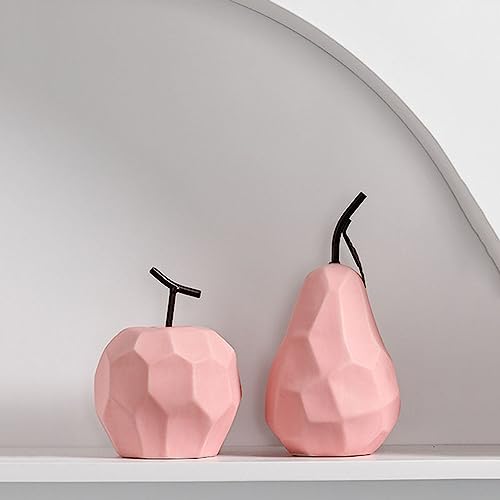 Pevfeciy Künstlich Obstl Fälschung Äpfel-Keramik Apfel Figur-Prozellan Obst Dekoration Birne Ornamente Für Tischdeko Obstschale,Rosa von Pevfeciy