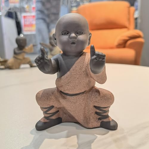 Pevfeciy Kung Fu Mönch Figur Deko Buddha Statuen Keramik Handwerk Tea Tray Zubehör Meditations Wohnaccessoire Miniatur Salon Ornamente,Buddha-Skulptur als Wohn-Accessoire Feng Shui Dekoration von Pevfeciy