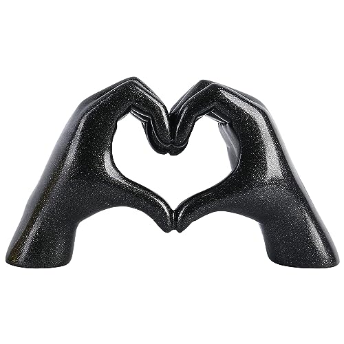 Pevfeciy Modern Deko Skulptur Hand Gesture Statue Schwarz Deko Statue,Abstract Kunst Heart Shape Finger Gesture Sculpture for Dekoration Wohnzimmer, Bar, Schlafzimmer,Couple Statue Geschenk von Pevfeciy