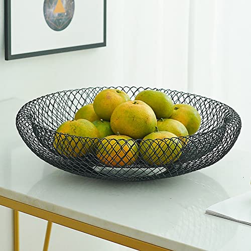Pevfeciy Obstschale Schwarz obstkorb Drahtgeflecht Obst Schale Ø 29 cm Große Dekoschale Drahtkorb Modern Obstschale doppelwandig Metallkorb für Obst, Gemüse Aufbewahrung, Küche, Dekoration,L von Pevfeciy