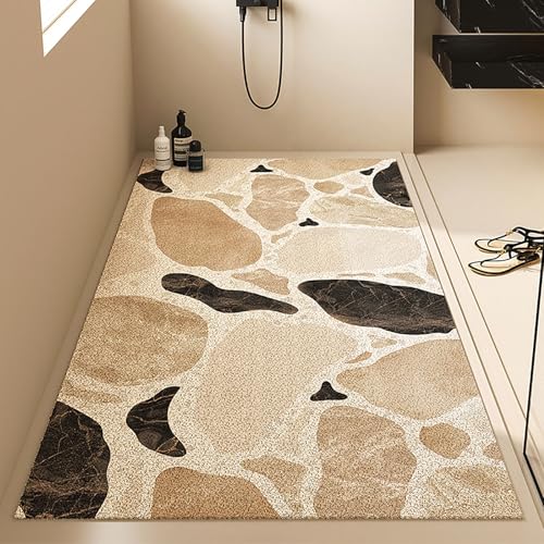 Pevfeciy Rutschmatte badewanne 100x100 cm Duscheinlage rutschfest Steinmuster Duschmatte rutschfest für Modern Badezimmer Weiches Komfortables PVC,Hohe Wasserdurchlässigkeit von Pevfeciy