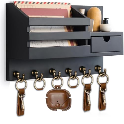 Pevfeciy Schlüsselbrett Holz mit Ablage Schlüsselboard,Schlüsselhalter für Wand,Schlüsselablage 6 Haken Aufbewahrungsschublade,Schlüsselkasten mit Regal Briefhalter für Eingangsbereich,Flur,Küche Pevfeciy Schlüsselbrett Holz mit Ablage Schlüsselboard,Schlüsselhalter für Wand,Schlüsselablage 6 Haken Aufbewahrungsschublade,Schlüsselkasten mit Regal Briefhalter für Eingangsbereich,Flur,Küche von Pevfeciy