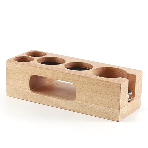 Pevfeciy Tamperstation 51mm, Tamping-Station aus Buche Holz für Siebträger Andrückstation Siebträger Zubehör für jeden Profi, Barista Zubehör Set Runder,51~54MM von Pevfeciy