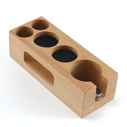 Pevfeciy Tamperstation 51mm, Tamping-Station aus Buche Holz für Siebträger Andrückstation Siebträger Zubehör für jeden Profi, Barista Zubehör Set Runder,58MM von Pevfeciy