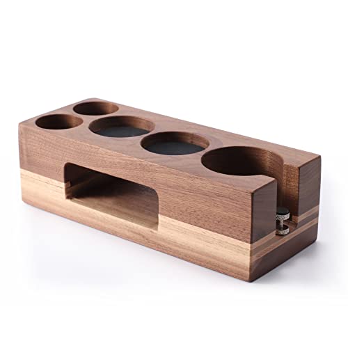 Pevfeciy Tamperstation 51mm, Tamping-Station aus Nussbaum für Siebträger Andrückstation Siebträger Zubehör für jeden Profi, Barista Zubehör Set Runder von Pevfeciy