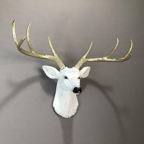 Pevfeciy Tierkopf Wanddeko Wohnzimmer,Hirschkopf mit Geweih Wandskulptur 70CM-Groß Hirschgeweih Hirschkopf Skulpturen deko Moderne Wanddeko,Wandbehang 3D wanddeko haustür,garten Wand Statue,70cm von Pevfeciy