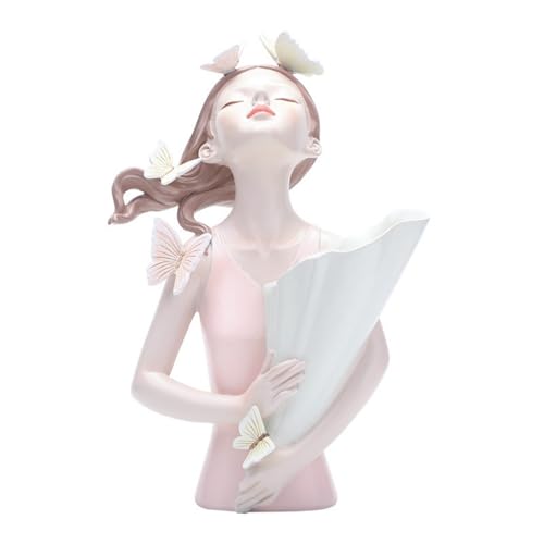 Pevfeciy Vasen für kleine Mädchen Blumenvase für Mädchen Statue Vase Harz Moderne weibliche Skulptur-Vase Heimdekoration für Schreibtisch-Ornamente,Rosa,2 von Pevfeciy