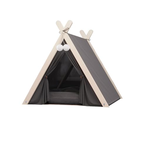 Pevfeciy Zelt für Haustiere Hundezelt Katzenzelt Haustierzelte Häuser mit Kissen Abnehmbar und Waschbar Hundebett Katzenbett (60x55x63cm),Grau von Pevfeciy