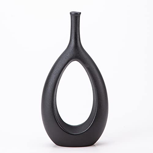 Vase Schwarz Keramik deko Wohnzimmer, Große 30cm/11.81zoll Hoch vase für pampasgras,vasen deko für Schlafzimmer, Küche, Zuhause, Büro,Tisch deko, Einweihungsparty,Hochzeit als Geschenk von Pevfeciy