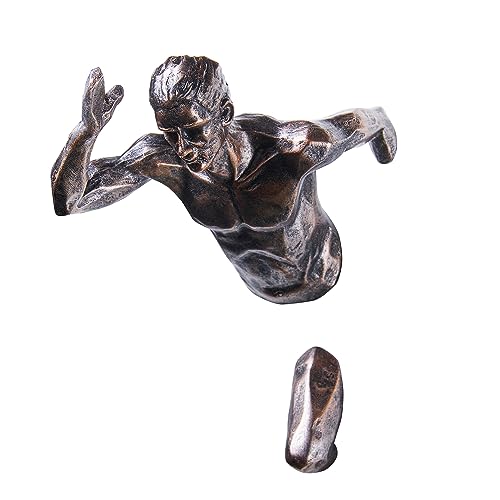 Wanddeko Skulptur Kletterer Figur Männer laufende Skulptur Running Statue Dekofigur 3D Wandskulpturen Climing Statue Wandschmuck,Kunst Wandbehang Skulptur Deko Wohnzimmer Hintergrund Wanddekoration von Pevfeciy