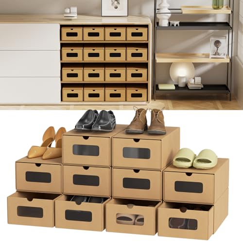 Peviasot 35×23×13 cm - 10x Schuhaufbewahrung Reinbraun mit Sichtfenster – Faltbare Schuhbox aus Kraftpapier, Stapelbar, Schuhkarton Schublade Aufbewahrungsbox Pappe für bis Größe 45 Peviasot 35×23×13 cm - 10x Schuhaufbewahrung Reinbraun mit Sichtfenster – Faltbare Schuhbox aus Kraftpapier, Stapelbar, Schuhkarton Schublade Aufbewahrungsbox Pappe für bis Größe 45 von Peviasot