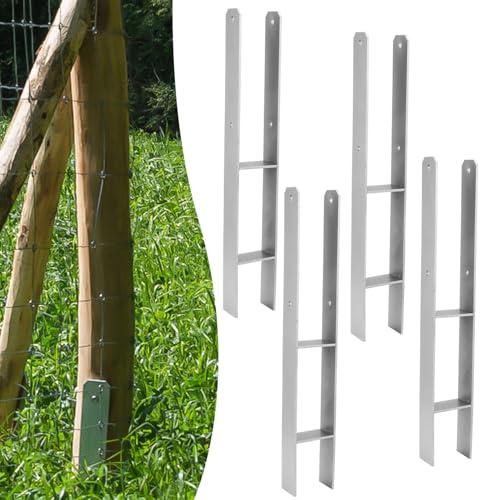 Peviasot 4x H-Pfostenanker 121 mm – H-Pfostenhalter für Zaun- und Holzpfosten, Robuste H-Anker für Gartenzaun, Carport, Pavillon und Holzbauprojekte (121 x 600 mm) von Peviasot