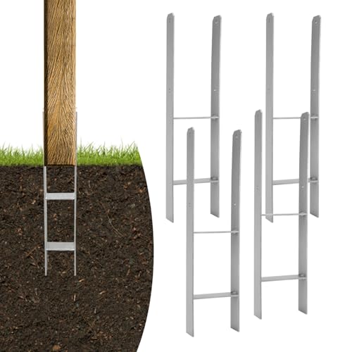 Peviasot 6x H-Pfostenanker 141 mm – H-Pfostenhalter für Zaun- und Holzpfosten, Robuste H-Anker für Gartenzaun, Carport, Pavillon und Holzbauprojekte (141 x 600 mm) von Peviasot