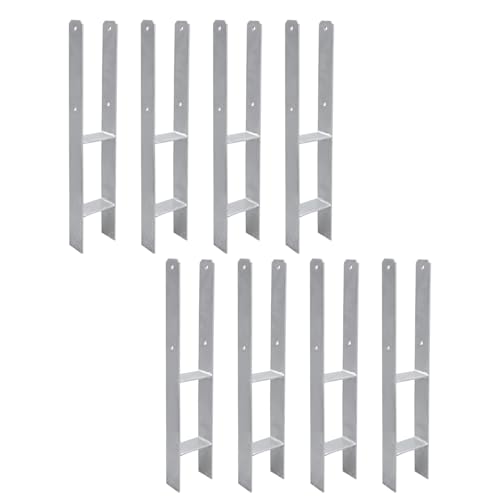 Peviasot 8x H-Pfostenanker 141 mm – H-Pfostenhalter für Zaun- und Holzpfosten, Robuste H-Anker für Gartenzaun, Carport, Pavillon und Holzbauprojekte (141 x 600 mm) von Peviasot