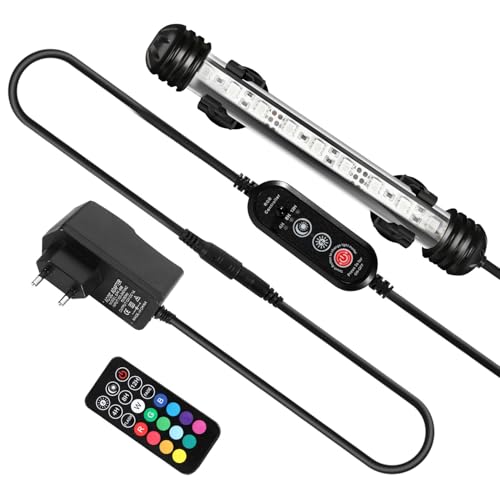 Peviasot Aquarium LED Beleuchtung, 1,8W Aquarium-Licht RGB, IP67 Wasserdicht, Aquarium-Lichtleiste mit automatischem Timer-Schalter, Geeignet für Süßwasseraquarien unterschiedlicher Größe von Peviasot