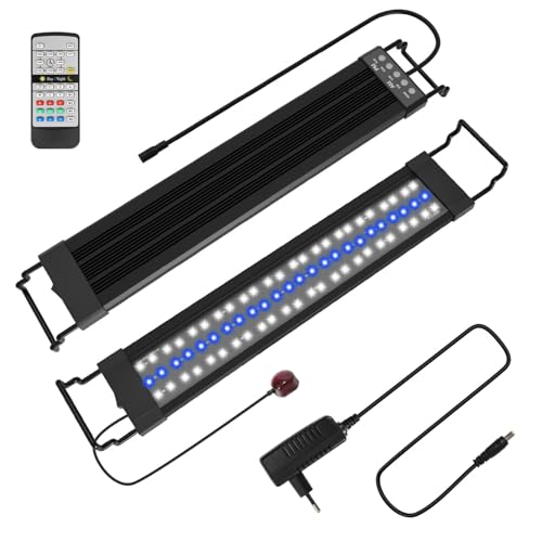 Peviasot Aquarium LED Beleuchtung, 10 Helligkeitsstufen, 18 W 24/7-Beleuchtungsmodus, Aquarium-Lichtleiste mit Einstellbarer Timer, Geeignet für Süßwasseraquarien von 55-80 cm, Wasserdicht von Peviasot