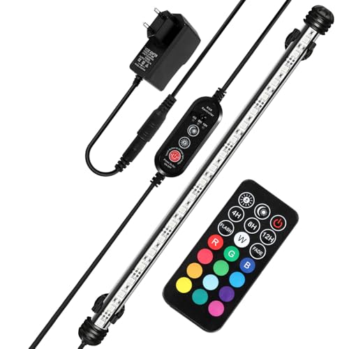 Peviasot Aquarium LED Beleuchtung, 8,4W Aquarium-Licht RGB, IP67 Wasserdicht, Aquarium-Lichtleiste mit automatischem Timer-Schalter, Geeignet für Süßwasseraquarien unterschiedlicher Größe von Peviasot