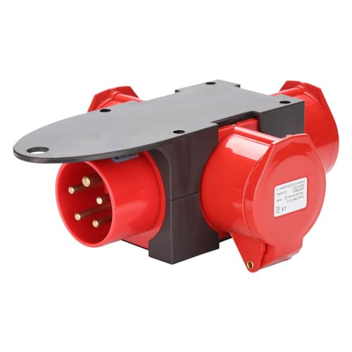 Peviasot CEE-Stecker, Adapter Stromverteiler 3 x CEE 400V/16A 5 Polig, CEE-Steckdose IP44, Spritzwassergeschützt Mit Sicherheitsklappdeckeln, Cee Steckdose Für Baustelle von Peviasot
