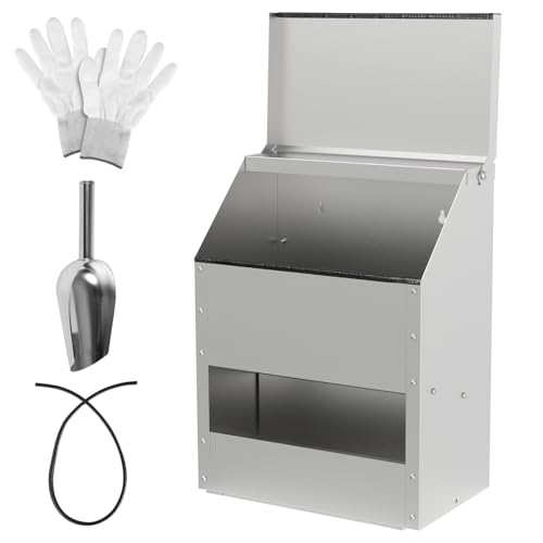 Peviasot Futterautomat Hühner 11,5KG – Großer Hühnerfutterspender aus verzinktem Stahl, Geflügelfutterspender mit Deckel, Wandhalterung & Zubehör für Hühner, Enten, Geflügel von Peviasot