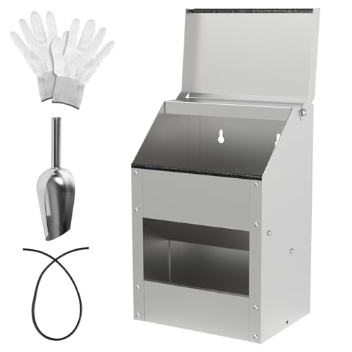Peviasot Futterautomat Hühner 4,5KG – Hühnerfutterspender aus verzinktem Stahl, Geflügelfutterspender mit Deckel, Wandhalterung & Zubehör für Hühner, Enten, Geflügel von Peviasot