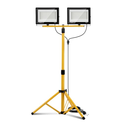 Peviasot LED Baustrahler 2 x 100W, Baustrahler LED mit Stativ Einstellbar, 6500K Kaltweiß Baulampe für Innen- & Außenbereic, IP66 Baustellenlampe mit 3m Kabel Stecker für Baustelle Werkstatt Keller von Peviasot