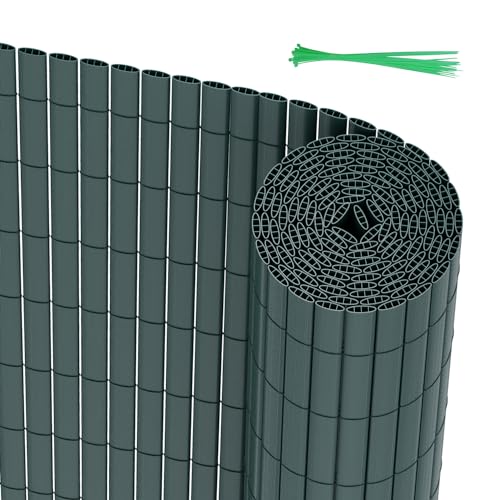 Peviasot PVC Sichtschutzmatte 90x400cm, Winddicht, Balkon Windschutz, dreifach verstärktes Design für Garten Balkon Terrassen, schimmelbeständiger Sichtschutzzaun, mit Spannbändern, grün von Peviasot