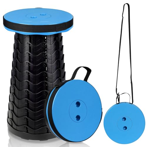 Peviasot Tragbarer Klapphocker, Mini Teleskophocker Klappstuhl Faltbar Campinghocker, Höhenverstellbar Leicht Stabil, Belastung 150 kg, für Innen und Außenaktivitäten von Peviasot
