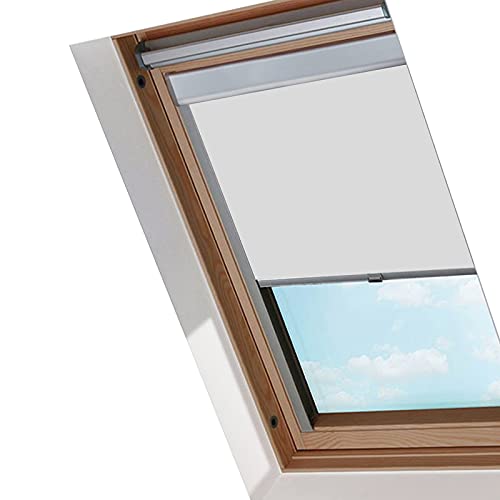 Peviasot Verdunkelungsrollo für Dachfenster Verdunkelung Blickdicht mit Seitenschienen 206 Grau Hitzeschutz Fensterrollo Rollo 52.0x98.4cm von Peviasot