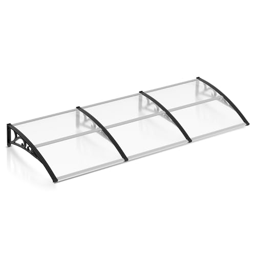 Peviasot Vordach für Haustür,100x300cm Überdachung Haustür, Transparentes Pultbogenvordach mit ABS Halterung, Aluminiumhalterung, Regenfest Schnee und UV Schutz,Transparent Polycarbonat von Peviasot