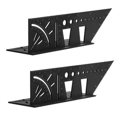 2 Stück Layout Quadratlehre für Holzbearbeitung, 90/45 Grad quadratisches Layout Gehrungswinkel Messen T Lineal 3D Gehrungswinkel Winkelmesser Holzbearbeitung Messwerkzeuge für dreidimensionale von Pewell