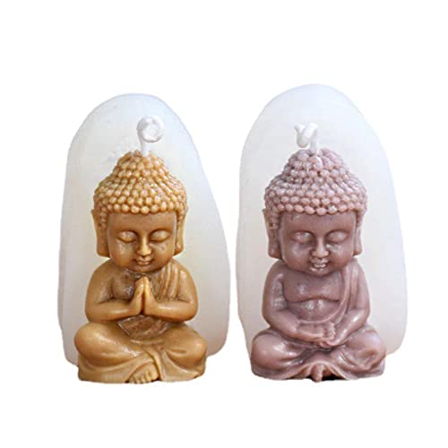 2 Stück Silikon Buddha Kerzenform 3D Buddha Skulptur Form, 3D Buddha Kerzenformen Silikon DIY Kerzen Form, Kunst Handwerk Gips Polymer Aromatherapie Ton Form für Kerzenhersteller Harzform Wachsform von Pewell