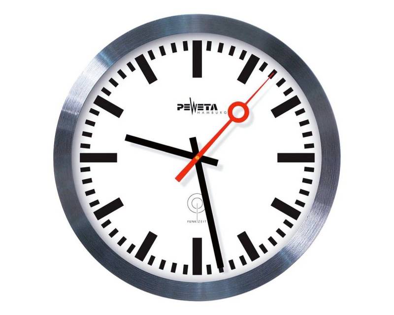 Peweta Funkwanduhr DCF77 (mit Bahnhof-Sekundenzeiger, Ø 30 cm) von Peweta
