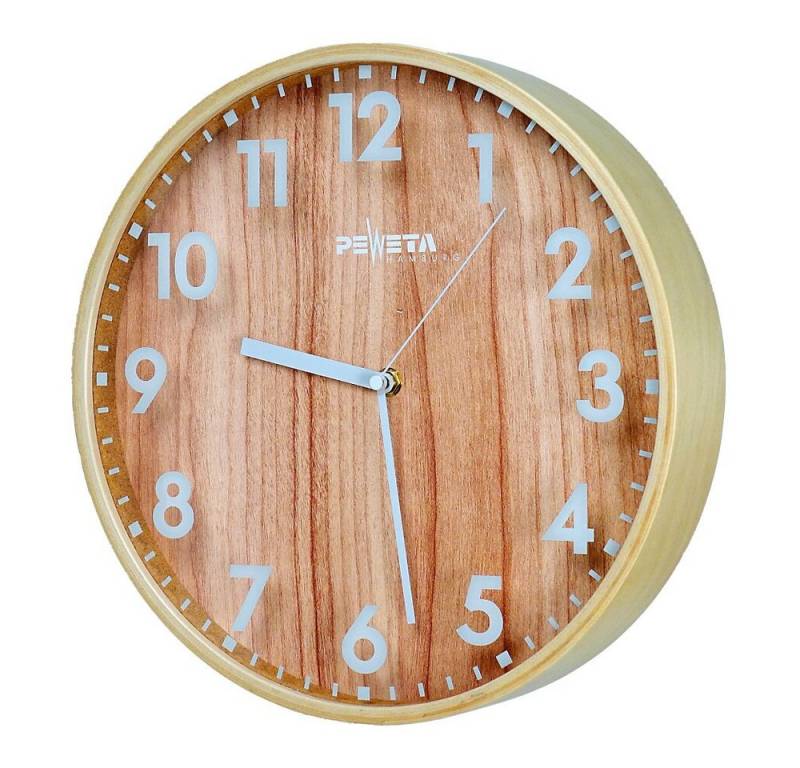 Peweta Wanduhr Funk-Wanduhr Wood, ø 30 cm (Funkuhr zur Wandmontage) von Peweta