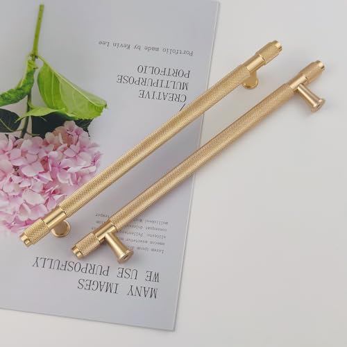 Pexintek 10 Stück Schrankgriffe Gold Moderne Griffe Möbel Möbelgriffe 192mm Lochabstand Türgriffe küche Schubladengriffe küchengriffe Vintage Griffe für Küchenschränke Kommode Schrank (Goldfarbener) von Pexintek