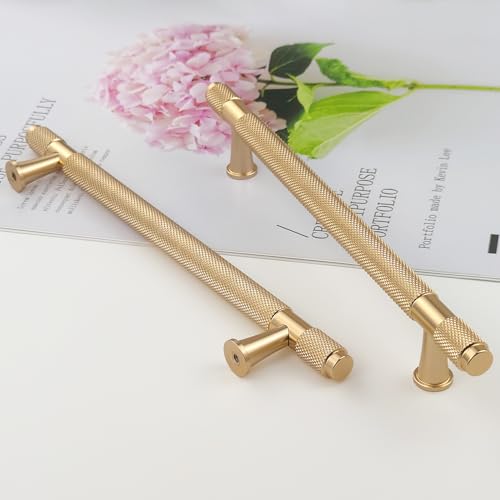 Pexintek 2 Stück Schrankgriffe Gold Moderne Griffe Möbel Möbelgriffe 160mm Lochabstand Türgriffe küche Schubladengriffe küchengriffe Vintage Griffe für Küchenschränke Kommode Schrank (Goldfarbener) von Pexintek