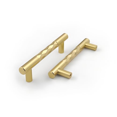 Pexintek 2 Stück Schrankgriffe Gold Moderne Griffe Möbel Möbelgriffe 96mm Lochabstand Türgriffe Schubladengriffe Vintage küchengriffe mit schrauben für Küchenschränke Kommode Garderobe (Goldene) von Pexintek