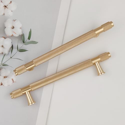 Pexintek 6 Stück Schrankgriffe Gold Moderne Griffe Möbel Möbelgriffe 128mm Lochabstand Türgriffe küche Schubladengriffe küchengriffe Vintage Griffe für Küchenschränke Kommode Schrank (Goldfarbener) von Pexintek