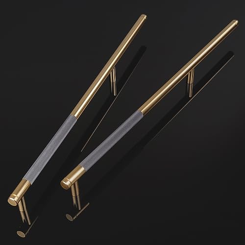 Pexintek 6 Stück Schrankgriffe Gold Moderne Griffe Möbel Möbelgriffe 256mm Lochabstand Türgriffe küche Schubladengriffe küchengriffe Vintage Griffe für Küchenschränke Kommode Schrank (Goldenes Grau) von Pexintek