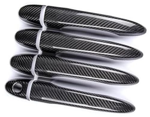 Pexorin Auto-Außentürgriff, for Maserati, for Ghibli, for Quattroporte, for Levante LHD Car Styling 8-teilige Carbonfaser-Autoabdeckung Autotürgriffabdeckung(BLACK 4 dr Without sensor) von Pexorin