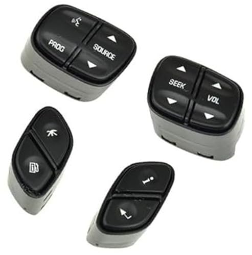Pexorin Auto-Tempomat-Taste, for Hummer H2 2003 2004 2005 2006 2007 1999442, Auto-Innenzubehör, Licht-Lenkrad-Radio-Quellenschalter-Taste(BLACK Set) von Pexorin