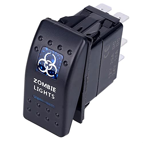 Pexorin Autoschalter, Boots-LKW-Licht-Kippschalter, 5-polig, wasserdicht, for 12-24 V, Bar-Stil, blauer Kippschalter for Rückfahrlicht Marine-Schalttafel(4) von Pexorin