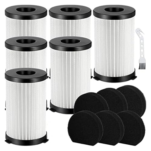 Pexorin Ersatz-HEPA-Filter for MooSoo, D600 D601, for iwoly V600 kabelgebundenen Staubsauger, for Goodmans 356277, for Cecotec, for Conga, for Thunderbrush 520/550/560 (6 HEPA-Filter + 6 Schwämme) von Pexorin
