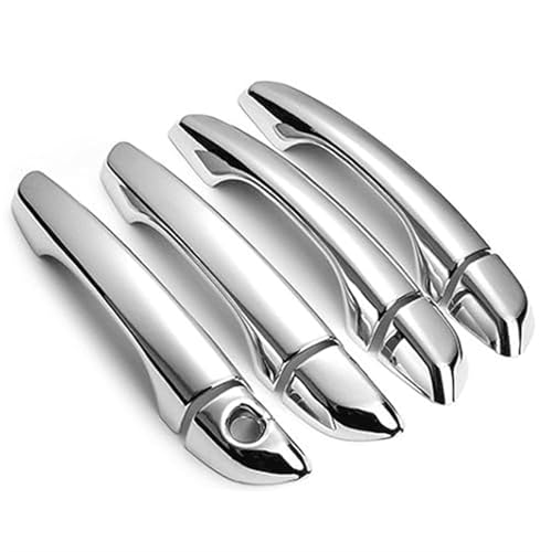 Pexorin For Hyundai, Kona 2017 2018 2019 2020, Kohlefaser-Chrom-Autotürgriffschalenabdeckung, Zieraufkleber, Styling-Zubehör Autotürgriffabdeckung(BLACK Silver 0 Button) von Pexorin