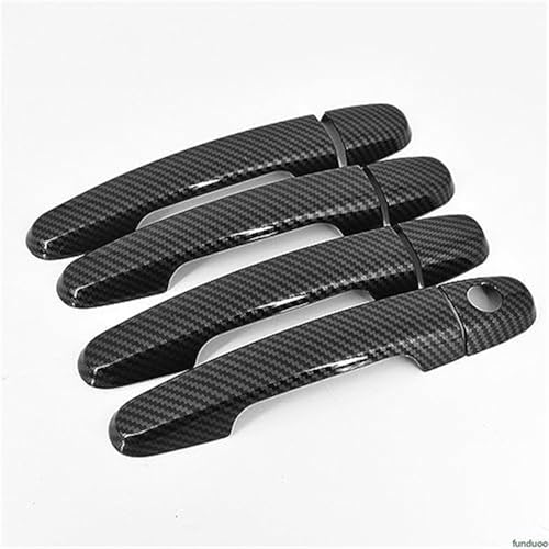 Pexorin For Hyundai, Santa Fe 2007 2008 2009 2010 2011 2012, Kohlefaser-Chrom-Autotürgriffabdeckung, Verkleidung, Styling-Zubehör Autotürgriffabdeckung(BLACK No Buttons) von Pexorin