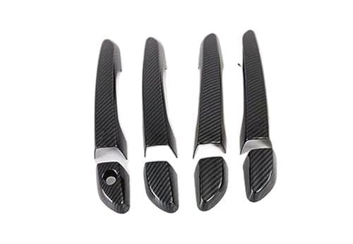 Pexorin For Hyundai, Tucson 2015 2016 2017 2018 2019, Kohlefaser-Chrom-Autotürgriffschalenabdeckung, Zieraufkleber, Styling-Zubehör Autotürgriffabdeckung(BLACK Carbon 0 Button) von Pexorin