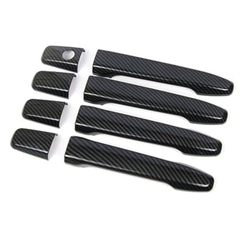 Pexorin For Mitsubishi, Outlander Lancer ASX 2008-2020 ABS Chrom Kohlefaser Autotürgriff Schüsselabdeckung Aufkleber Styling Zubehör Autotürgriffabdeckung(BLACK Handle 0 Button) von Pexorin